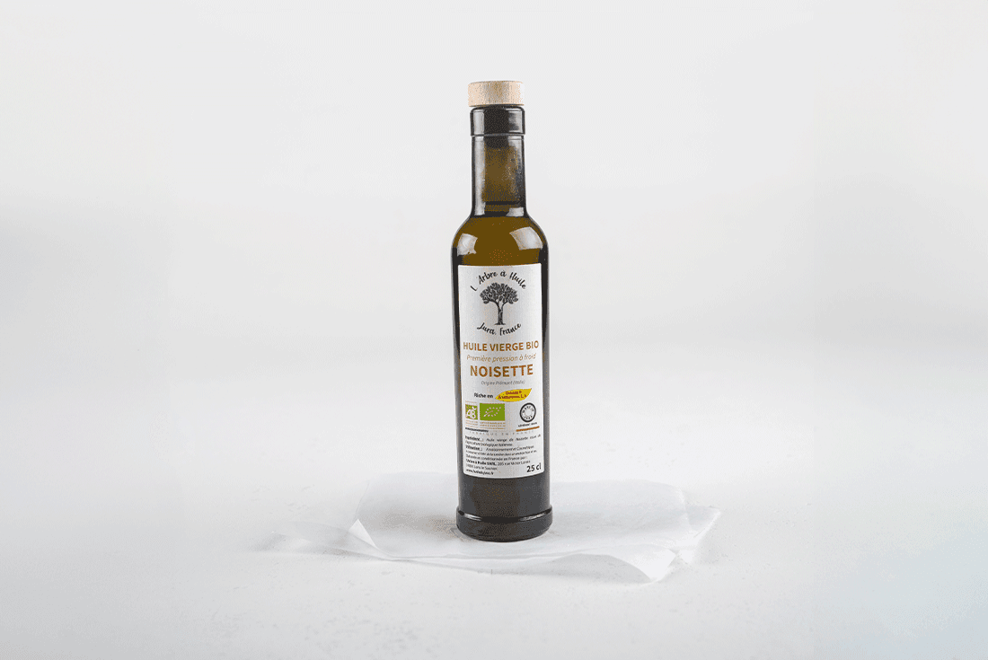 Fruitière des Coteaux de Seille Lavigny Jura Huile Vierge Bio Noisettes
